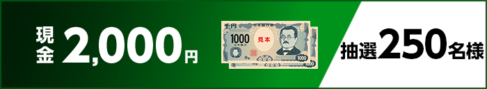 現金2,000円 抽選250名様