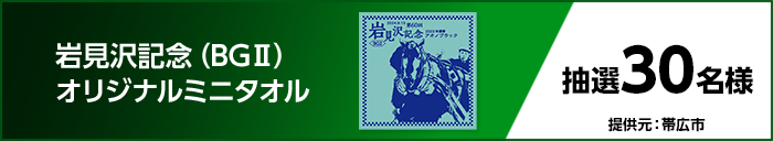 岩見沢記念（BGII）オリジナルミニタオル　抽選30名様　提供元：帯広市