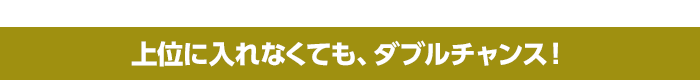 上位に入れなくても、ダブルチャンス！