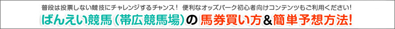 普段は投票しない競技にチャレンジするチャンス！便利なオッズパーク初心者向けコンテンツもご利用ください！初心者でもOK！ばんえい競馬（帯広競馬場）の馬券買い方＆簡単予想方法